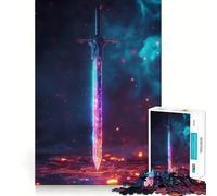 Sword Flame Aesthetic Jigsaw Puzzles for Adults 1000 Pieces Brain Challenge Toy Quiet Fun Precise Cut Wall Art Decor (38x52cm)