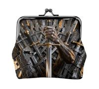 Sword Hand Throne Leather Coin Purse for Women-Small Kiss Lock Wallet, Mini Card Holder for Keys Lipstick, Cute Change Purse for Travel