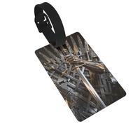 Sword Hand Throne Luggage Tags for Suitcases - Durable PVC ID Tags with Detachable Straps for Travel, Backpack, Golf Bag, Anti-Loss