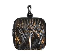Sword Hand Throne Small Waterproof Zipper Pouch-Neoprene Storage Bag for Earbuds, Keychain Clip Case