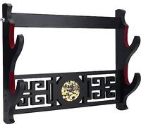 Sword Holder Katana Wall Mount - 2-Tier dragon icon Velvet Padded Katana Holder Samurai Sword Display Rack Wand Lightsabe Wakizashi Sword Stand Display Hange