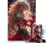 Sword Maiden Angel Jigsaw Puzzles 1000 Pieces for Adults Memory Boost Warm Time Image Assembly Fine Art Piece (38x26cm)