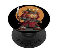 Sword Master Teddy Bear Costume in Samurai Armor PopSockets Adhesive PopGrip