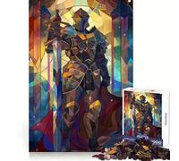 Sword Paladin Stained Glas Jigsaw Puzzles for Teenagers 1000 Pieces Logic Game Home Pastime Precise Cut Festival Gift (50x75cm)