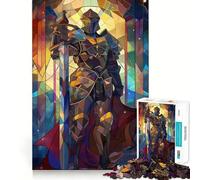 Sword Paladin Stained Glas Jigsaw Puzzles for Teenagers 1000 Pieces Logic Game Home Pastime Precise Cut Festival Gift (50x75cm)