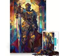 Sword Paladin Stained Glas Puzzles for Teenagers 1000 Pieces Think Smart Toy Soothing Play Smooth Cut Amazing Present (38x52cm)