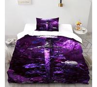 Sword Rose Bedding Set Floral Printed Gothic Themes Duvet Cover Set Chic Breathable Quilt Cover Suitable for Family,couple,children with Pillow Single（135x200cm）
