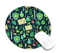 Sword Small Mouse Pad, Fantasy Fanciful Potion Book Adventure Green Round Rubber Washable Portable Travel Mousepad Desk Accessories for Gaming Computer Laptop Round 8x8 Inch