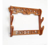 Sword Stands-Natural Bamboo Multi-layer Wall-mounted Sword Holder With Carved Blessing Character,Wall-mounted Sword Display Rack,Classical Hollow Decorative Racks For Katana,bokken,samurai Sword