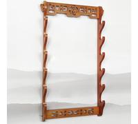 Sword Stands-Natural Bamboo Multi-layer Wall-mounted Sword Holder With Carved Blessing Character,Wall-mounted Sword Display Rack,Classical Hollow Decorative Racks For Katana,bokken,samurai Sword