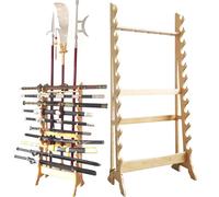 Sword,Sword Display Rack,Multi-Layer Floor Standing Katana Sword Stand 10/12 Tier Vertical Katana Holder Sword Display Stand - Classic Wooden Sword Mount Rack Lightsaber Stand, Fishing Rod,