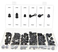 Swordfish 21130 - Black Rubber Brake Bleeder Screw Cap Grease Zerk Fitting Cap Assortment, [6 Sizes], Total 90 Pieces