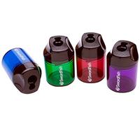 Swordfish ‘Canister’ Double-Hole Pencil Sharpener with Mess-Free Canister [Pack of 10] Assorted Colours [40033]