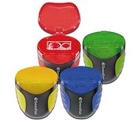 Swordfish "Canister Flip" Double Hole Canister Pencil Sharpener [Pack of 1] Assorted Colours [40291], Yellow,Blue,Green,Red