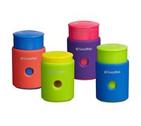 Swordfish ‘Click Click’ Pencil Sharpener with Mess-Free Canister [Pack of 12] Assorted Colours [40332]