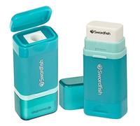 Swordfish Combo Pencil Sharpener with Mess-Free Canister and Eraser [Pack of 1] Turquoise [40294]