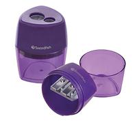 Swordfish ‘Double-Hole Click’ Metal Core Pencil Sharpener with Mess-Free Canister [Pack of 1] 40378 Purple