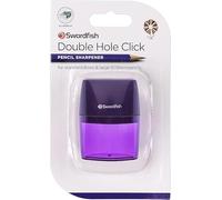 Swordfish Double-Hole Click Pencil Sharpener, 8mm and 10.5mm Compatible, Purple, (Pack of 2)
