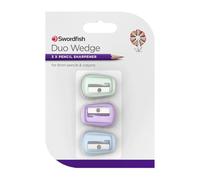 Swordfish ‘Duo Wedge’ Pencil Sharpener [Pack of 3] Assorted Colours [40389]
