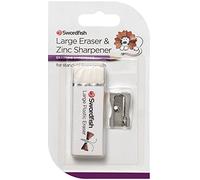 Swordfish Large Eraser and Zinc Single-Hole Pencil Sharpener [Pack of 1] 40284, Silver