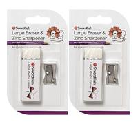 Swordfish Large Eraser and Zinc Single-Hole Pencil Sharpener [Pack of 2] 40284, Silver