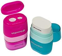 Swordfish ‘Twin Combo’ Double-Hole Pencil Sharpener and Eraser [Pack of 20] Assorted Colours [40295]
