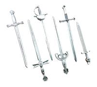 Swords, 6Pcs Sword Bookmark, Antique Style Silver Small Sword Bookmark Sturdy Swords for Men Ancient Pens Set for Book Lovers DIY Craft Supplies