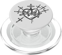 Swords through Heart x Roses Jesus Blackwork Tattoo Flash PopSockets PopGrip for MagSafe