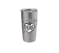 Swords Through Heart x Roses Jesus Blackwork Tattoo Flash Stainless Steel Insulated Tumbler