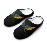 Swords With Wings Men's Cotton Slippers Winter Warm Slip-on House Shoes with Anti-Skid Rubber Sole 9-10(42-43)