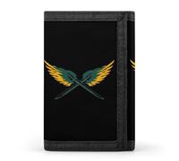 Swords with Wings Trifold Men's Wallets with 8 Card Slots & Key Hook Slim Travel Purse Money Clip