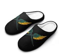 Swords With Wings Women's Cotton Slippers Winter Warm Slip-on House Shoes with Anti-Skid Rubber Sole 11-12（42-43）