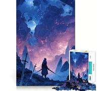 Swordsman Under A Starry Night Sky Jigsaw Puzzles for Adults1000 Pieces Boost Memory Soothing Fun Premium Cut Thoughtful Gift (38x52cm)