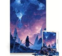 Swordsman Under A Starry Night Sky Jigsaw Puzzles for Adults1000 Pieces Boost Memory Soothing Fun Premium Cut Thoughtful Gift (38x52cm)