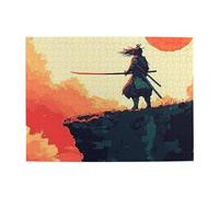 Swordsman Under The Setting Sun Wooden Puzzle 500 Piece Jigsaw Puzzle For Adults Challenging Puzzle For Game Size 15"X20.4"