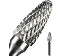Sworker 1Pc 1/4 Carbide Burr Set 1/4" Shank Head Dia 10mm Tree-Shape Die Grinder Bits Rotary Tools Attachment Kit Rasp Accessories Metal Wood Stone Steel Grinding Deburring Cutting Porting Carving