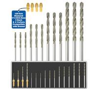 Sworker Diamond Drill Bits 1mm 1.5mm 2mm 2.5mm 3 Each 120-Grit 12Pcs with 4 Collets Compatible with Dremel Rotary Tool for Sea Glass Stone Shells Jewelry Making Porcelain Ceramic Gems