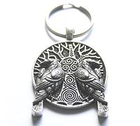 SWORLDesigns Yggdrasil Odin’s Raven Hugin Munin Viking Keyring with Gift Pouch