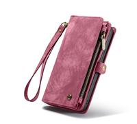 SWP Case for 15 Plus, Wallet Case w/Magnetic Detachable Cover [8 Card Slots] Clutch Wallet w/Wristlets Money Pocket for 15 Plus (Red)