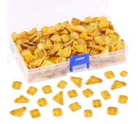 Swpeet 1 Pound Gold Shine Crystal Series Mosaic Tiles Assortment Kit, Square and Triangle Genuine Mosaic Tiles Glitter Crystal Mosaic Perfect for Home Decoration Crafts Supply