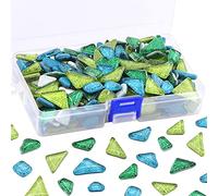 Swpeet 1 Pound Mixed Colors Shine Crystal Series Mosaic Tiles Assortment Kit, Square and Triangle Genuine Mosaic Tiles Glitter Crystal Mosaic Perfect for Home Decoration Crafts
