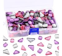 Swpeet 1 Pound Mixed Colors Shine Crystal Series Mosaic Tiles Assortment Kit, Square and Triangle Genuine Mosaic Tiles Glitter Crystal Mosaic Perfect for Home Decoration Crafts