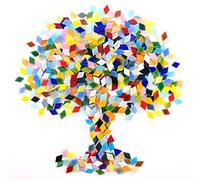 Swpeet 1 Pound Mosaic Tiles Mixed Color Mosaic Glass Pieces with Organizing Container, Genuine Mosaic Tiles Glass Pieces Mosaic Perfect for Home Decoration Crafts Supply(Panchromatic, Diamond)