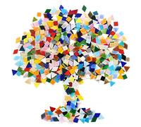 Swpeet 1 Pound Mosaic Tiles Mixed Color Mosaic Glass Pieces with Organizing Container, Genuine Mosaic Tiles Glass Pieces Mosaic Perfect for Home Decoration Crafts Supply (Panchromatic, Assortment Kit)