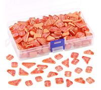 Swpeet 1 Pound Orange Shine Crystal Series Mosaic Tiles Assortment Kit, Square and Triangle Genuine Glitter Crystal Tiles Perfect for Home Decoration Crafts