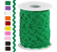 Swpeet 1 Roll 27 Yard Green Wavy Striped Polyester Rick Rack Trim Ribbon Kit, Perfect for DIY Clothing, Jewelry Making, Gift Wrapping & More, Multiple Occasions, Celebratory