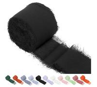 Swpeet 1 Roll Black Approx 1.5" x 11Yard Handmade Fringe Chiffon Ribbon, Fringe Fabric Ribbons, Handmade Sand & Nude Ribbon for Gift Wrapping, Crafts, Decorating