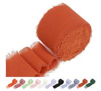 Swpeet 1 Roll Tangerine Approx 1.5" x 11Yard Handmade Fringe Chiffon Ribbon, Fringe Fabric Ribbons, Handmade Sand & Nude Ribbon for Gift Wrapping, Crafts, Decorating