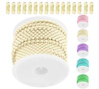 Swpeet 1 Rolls 5m/16.4ft × 2.4mm White Plated Ball Beaded Chains with 50 Connector Clasps Kit, Metal Bead Chain, Necklace Chains, Metal Pull Chain Roll Spool Ball for Hanging Keychain Dog Tags DIY