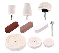 Swpeet 10 Pcs Buffing Pad Kit, Including 3 Pcs Polishing Wheels, 3 Cotton Buffing Wheels, 3 Polishing Compounds & 1 Rouge Compound Bar with 1/4'' Handle